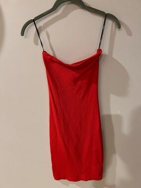 Forever 21 Red Ribbed Body-con Dress Size Small